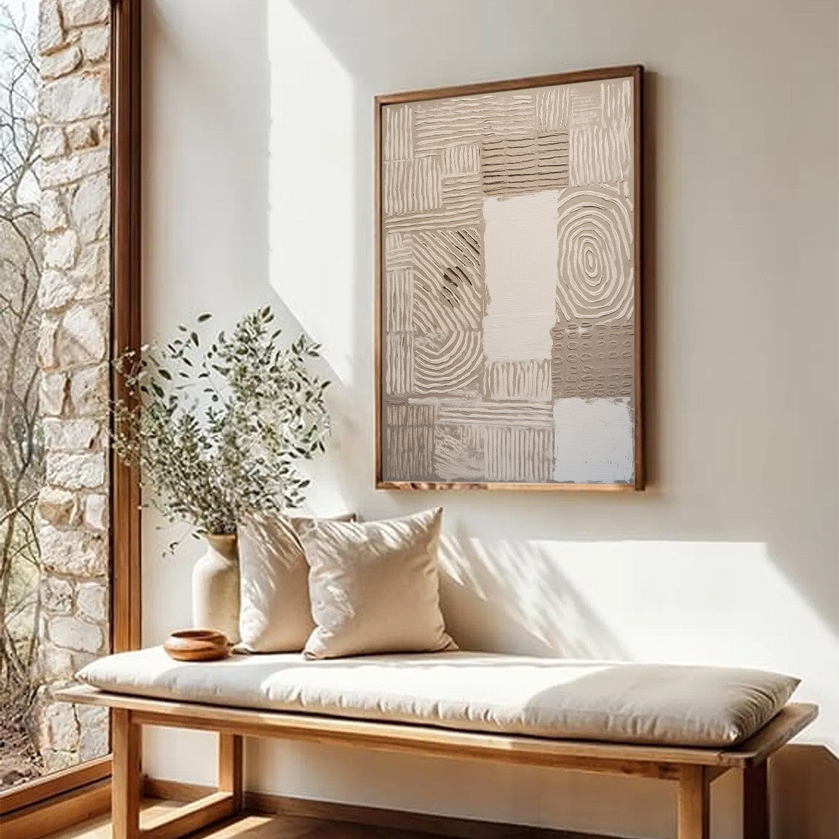 EARTHEN WEAVE: Textured Wabi Sabi Abstract Painting in Neutral Tones - Image 8