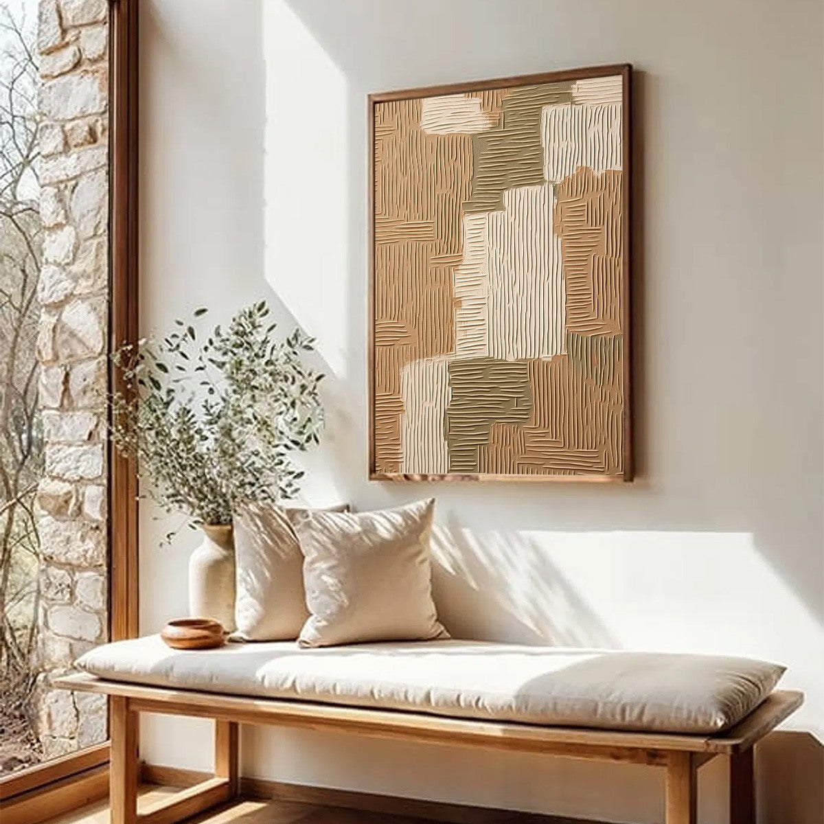 EARTHEN WEAVE: Textured Wabi Sabi Abstract Painting in Neutral Tones - Image 8