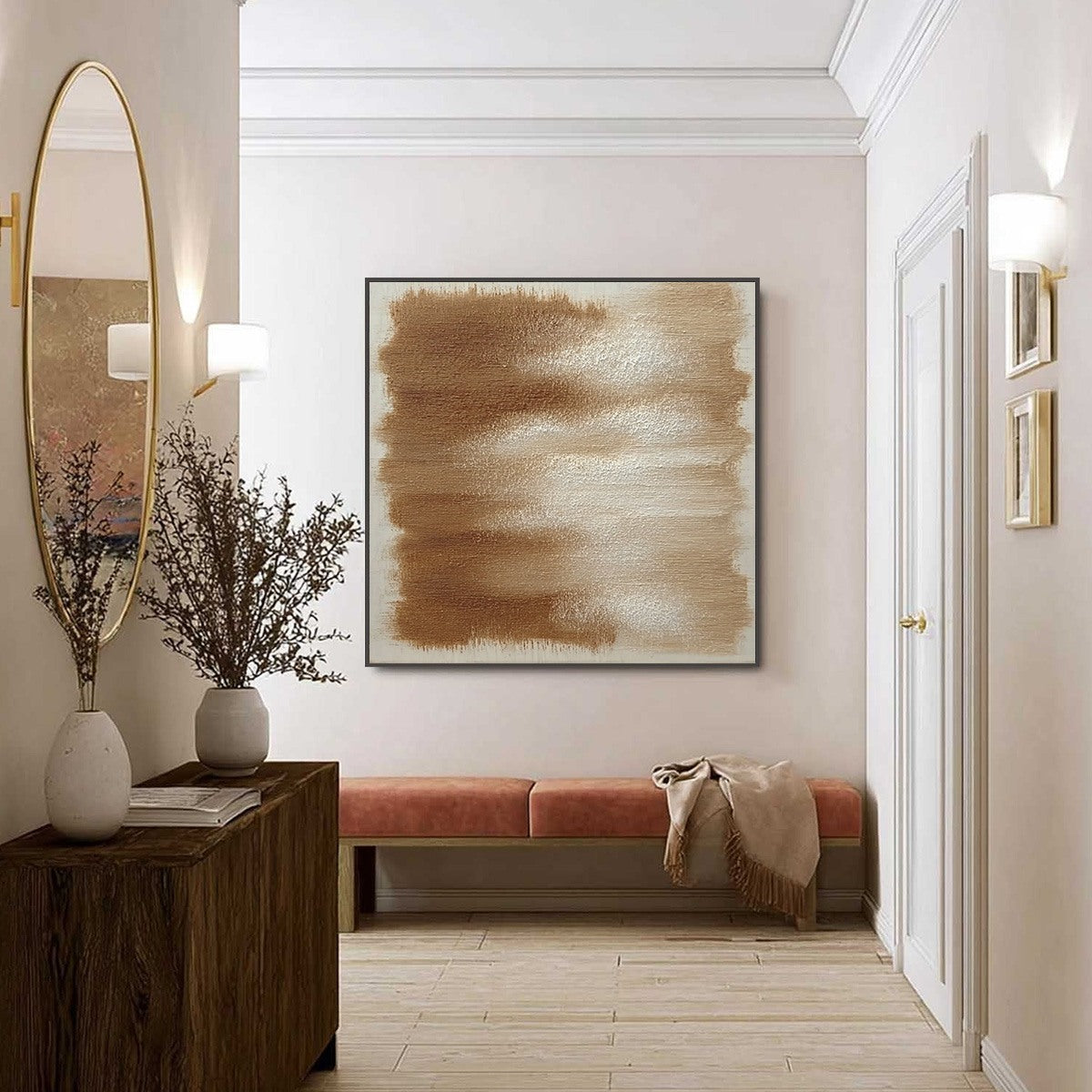EARTHEN WHISPERS: Textured Wabi Sabi Abstract Oil Painting - Image 6