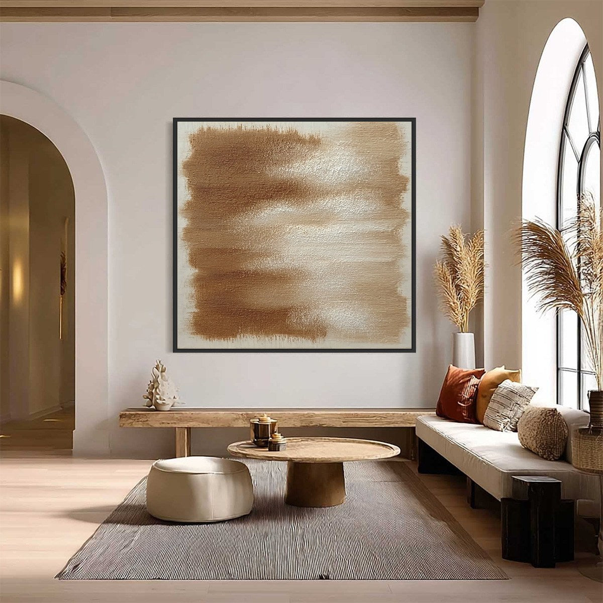 EARTHEN WHISPERS: Textured Wabi Sabi Abstract Oil Painting - Image 2