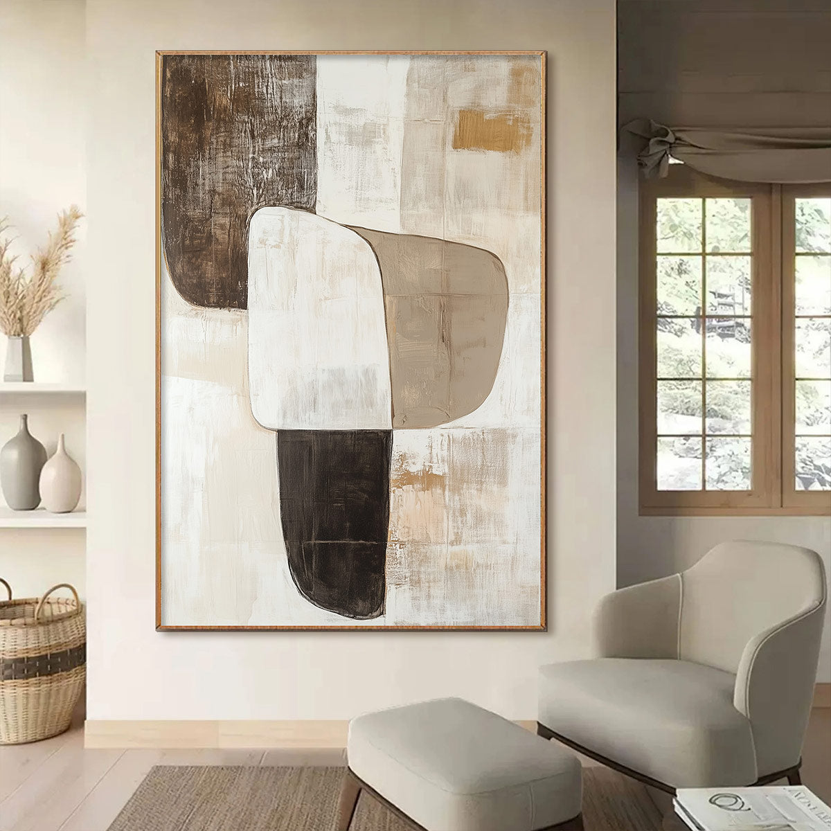 EARTHEN FORMS: Textured Minimalist Abstract Oil Painting - Image 2