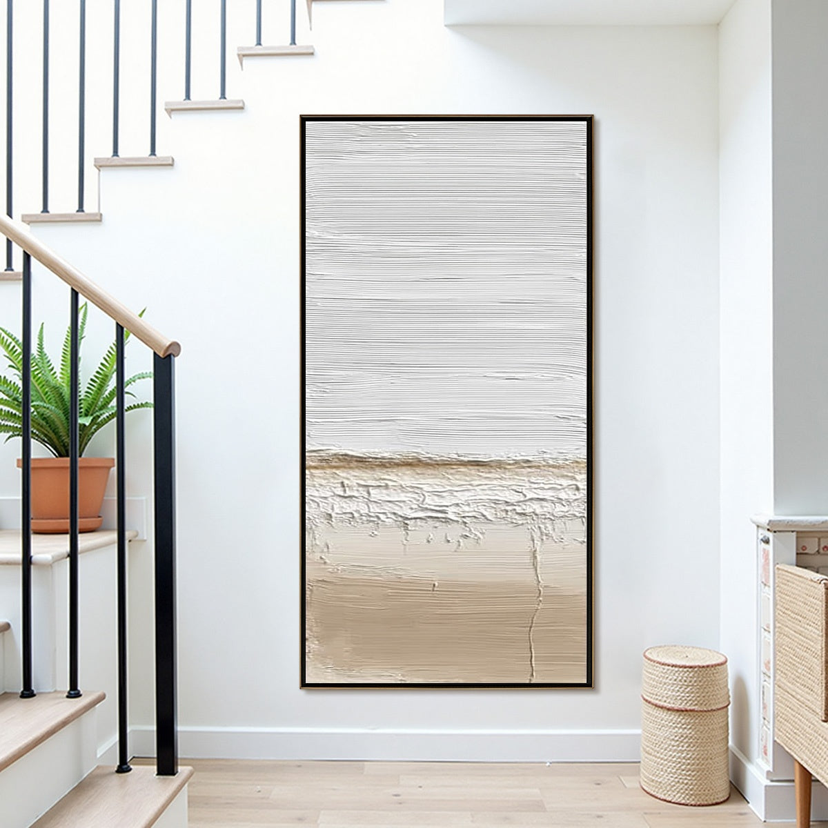 EARTHEN HORIZON: Textured Wabi Sabi Abstract Landscape Painting - Image 2