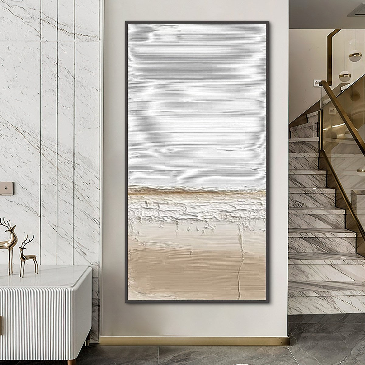 EARTHEN HORIZON: Textured Wabi Sabi Abstract Landscape Painting - Image 3