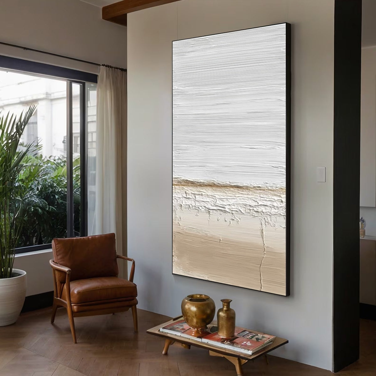 EARTHEN HORIZON: Textured Wabi Sabi Abstract Landscape Painting - Image 5
