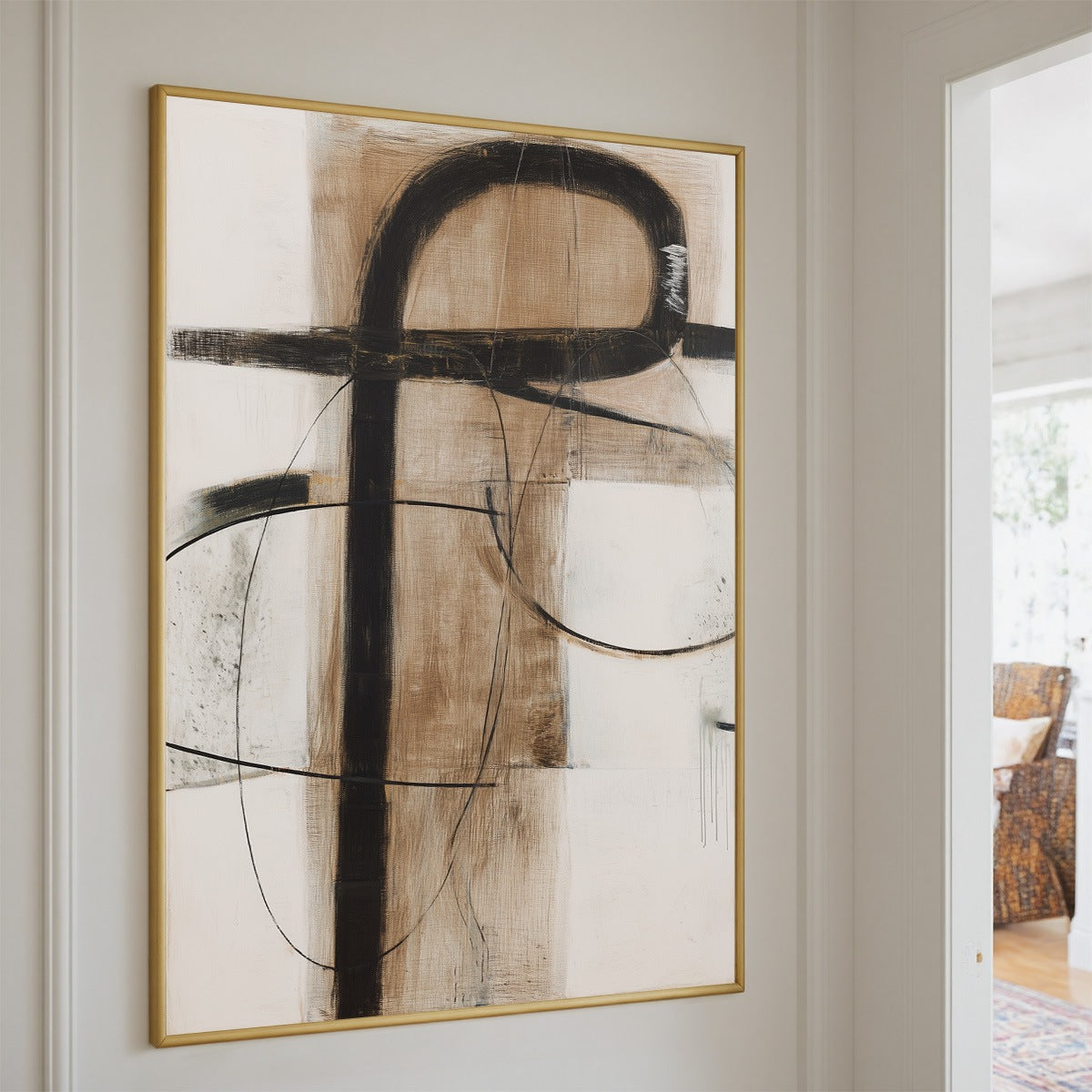 EARTHY ABSTRACT: Minimalist Abstract Oil Painting in Browns - Image 5