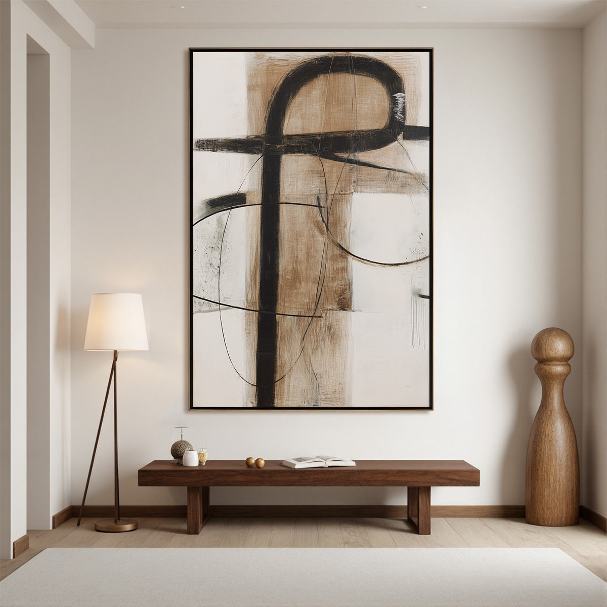 EARTHY ABSTRACT: Minimalist Abstract Oil Painting in Browns - Image 7
