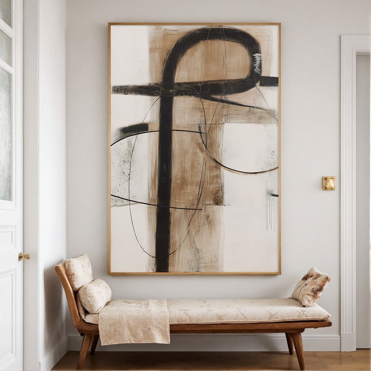 EARTHY ABSTRACT: Minimalist Abstract Oil Painting in Browns - Image 2