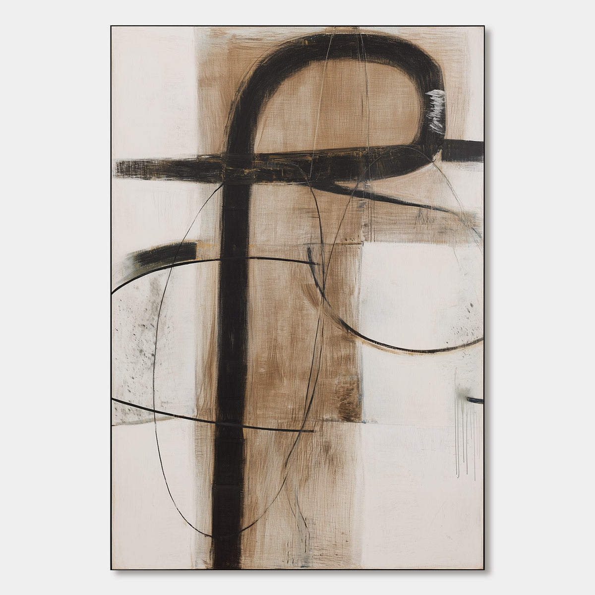 EARTHY ABSTRACT: Minimalist Abstract Oil Painting in Browns