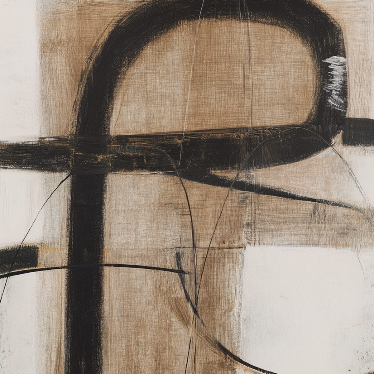 EARTHY ABSTRACT: Minimalist Abstract Oil Painting in Browns - Image 8