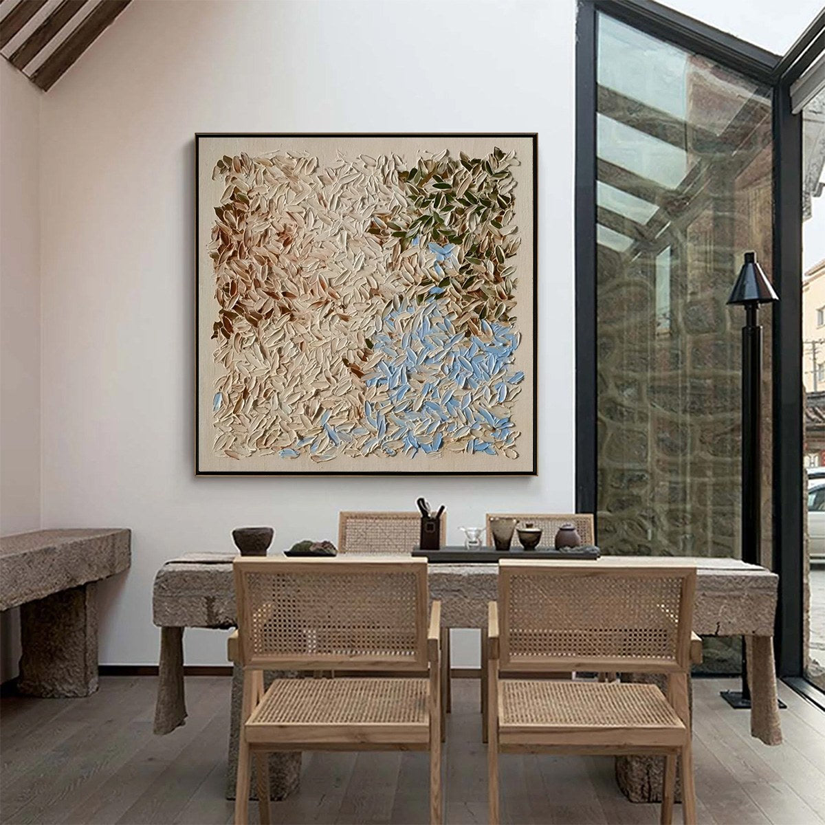 EARTH'S MOSAIC: Textured Wabi Sabi Abstract Landscape Oil Painting - Image 2