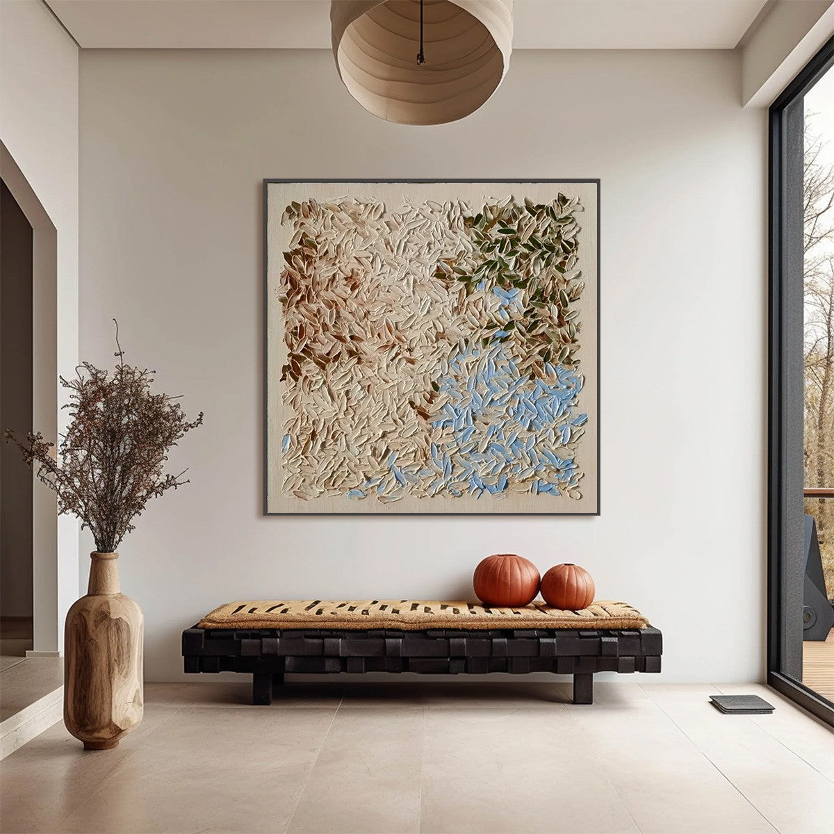 EARTH'S MOSAIC: Textured Wabi Sabi Abstract Landscape Oil Painting - Image 4
