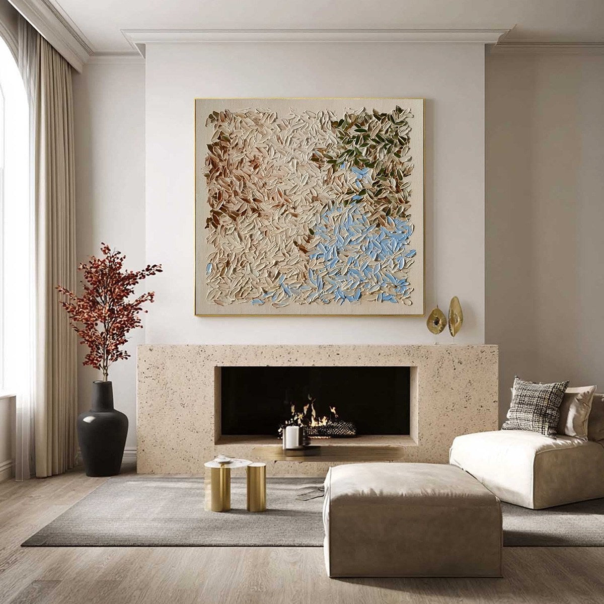 EARTH'S MOSAIC: Textured Wabi Sabi Abstract Landscape Oil Painting - Image 6