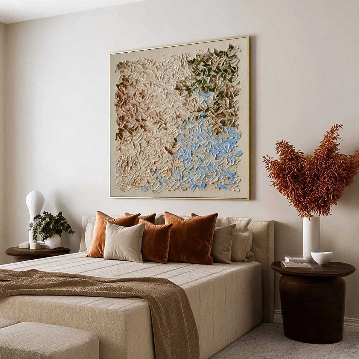 EARTH'S MOSAIC: Textured Wabi Sabi Abstract Landscape Oil Painting - Image 7