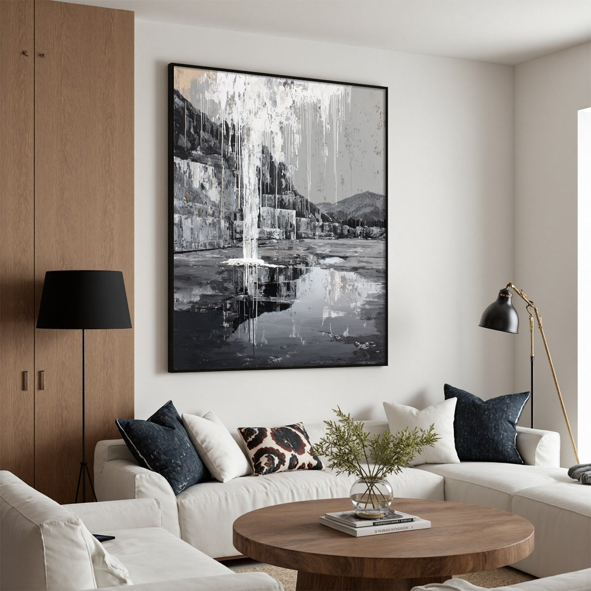 ECHO CHAMBER: Monochromatic Industrial Abstract Landscape Painting - Image 8