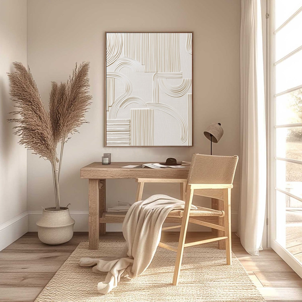 ECHOES IN SILENCE: Textured Wabi-Sabi Minimalist Abstract Wall Art - Image 4