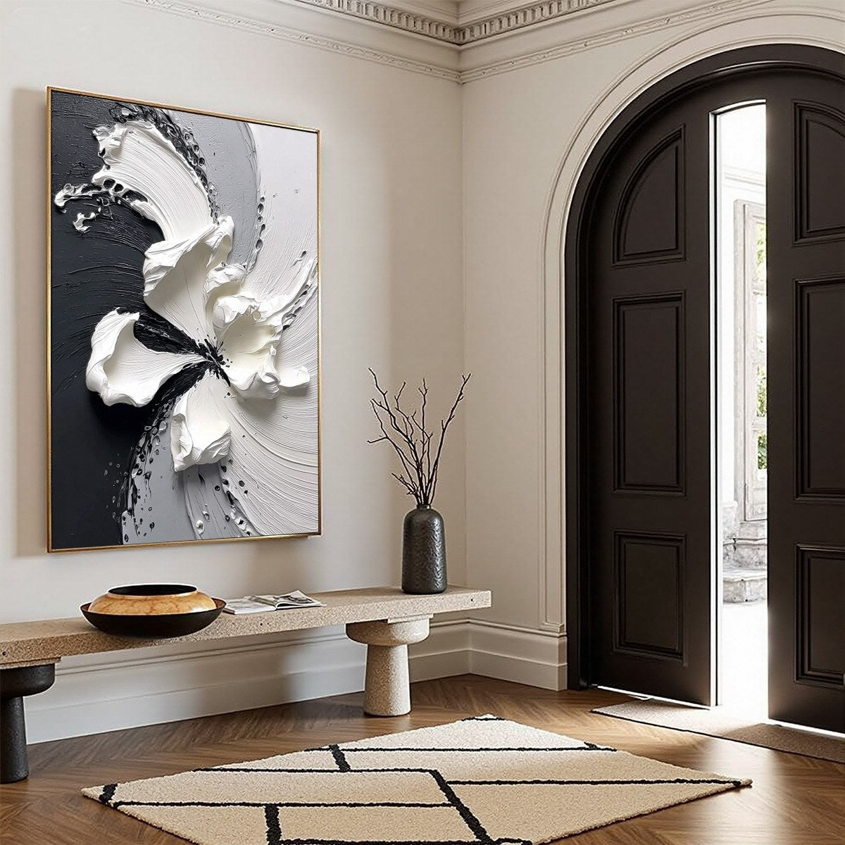 ECHOES IN WHITE: Textured Wabi-Sabi Abstract Floral Wall Art - Image 8