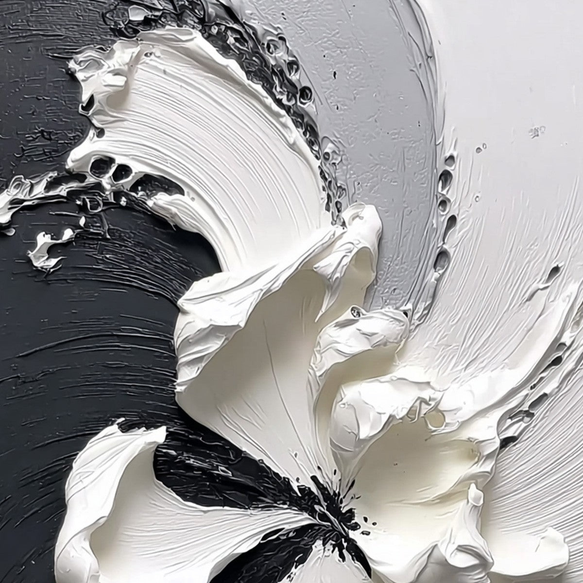 ECHOES IN WHITE: Textured Wabi-Sabi Abstract Floral Wall Art - Image 3
