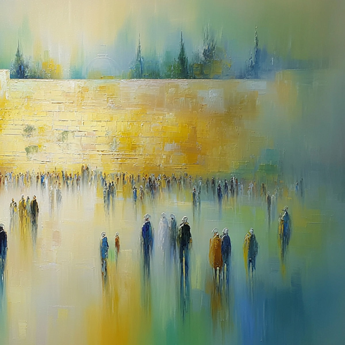 ECHOES OF ETERNITY: Abstract Figurative Cityscape Oil Painting - Image 3