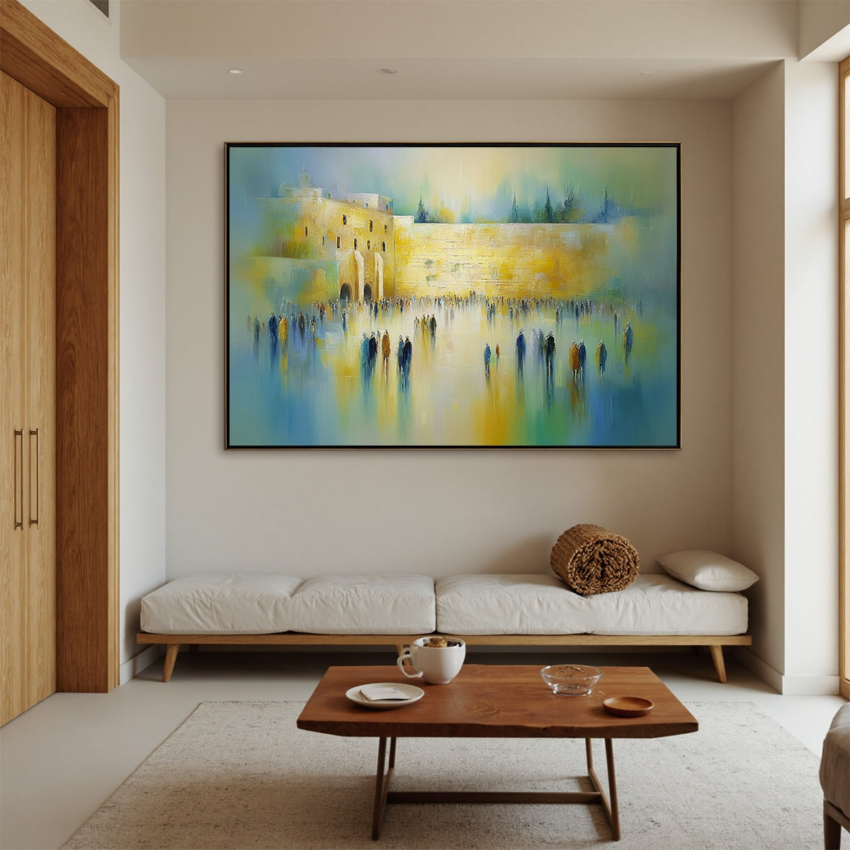 ECHOES OF ETERNITY: Large Figurative Cityscape Oil Painting of a Historic Wall - Image 2