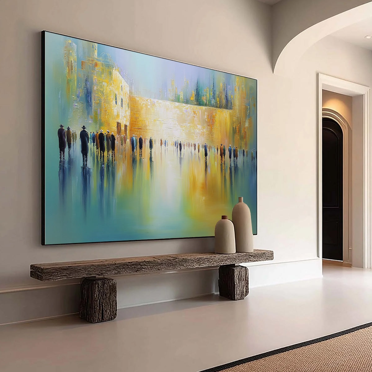 ECHOES OF ETERNITY: Large Figurative Cityscape Oil Painting of a Historic Wall - Image 13