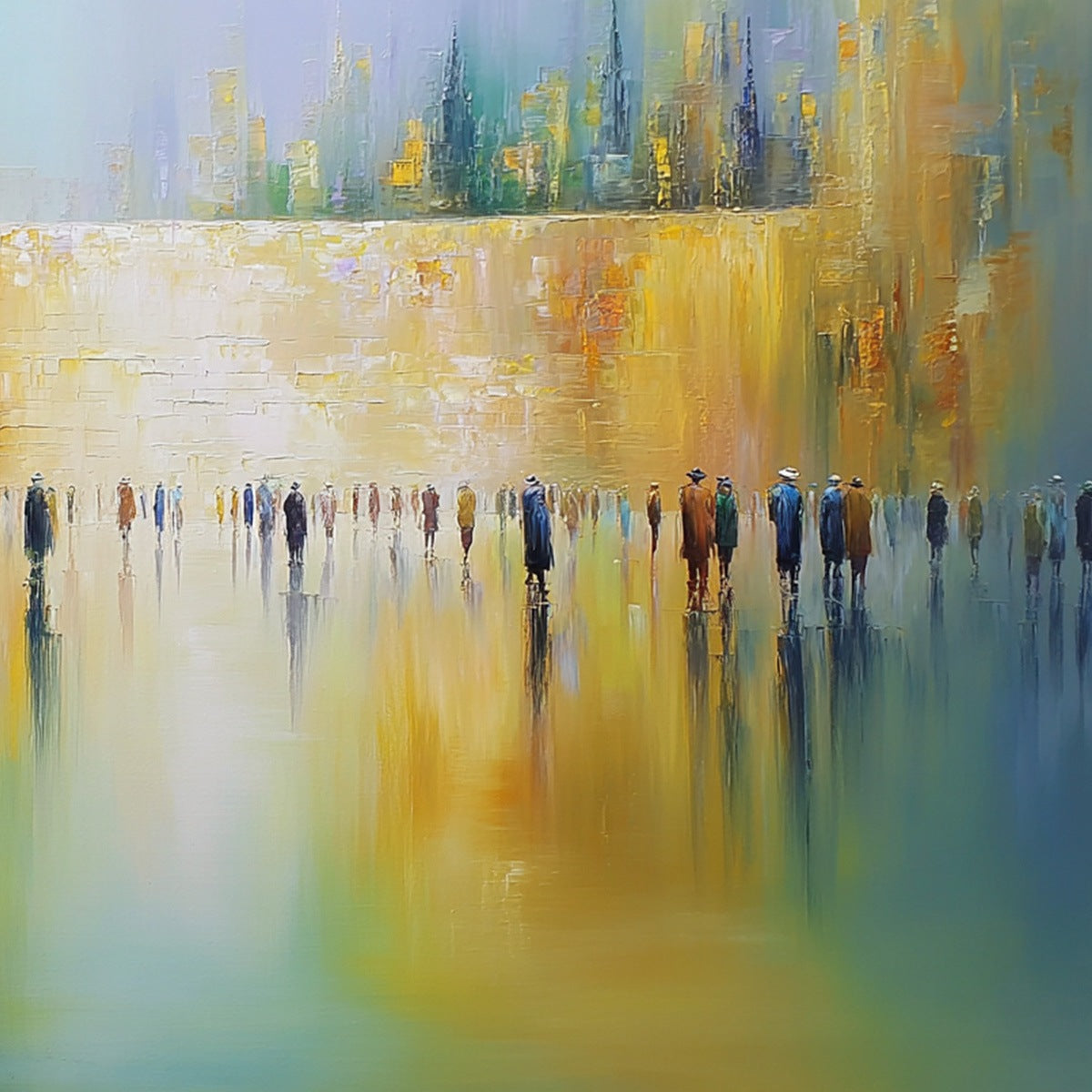 ECHOES OF ETERNITY: Large Figurative Cityscape Oil Painting of a Historic Wall - Image 3