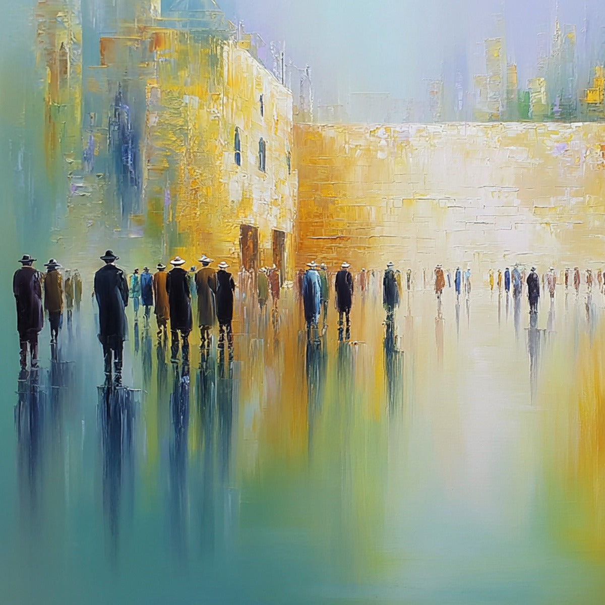 ECHOES OF ETERNITY: Large Figurative Cityscape Oil Painting of a Historic Wall - Image 5
