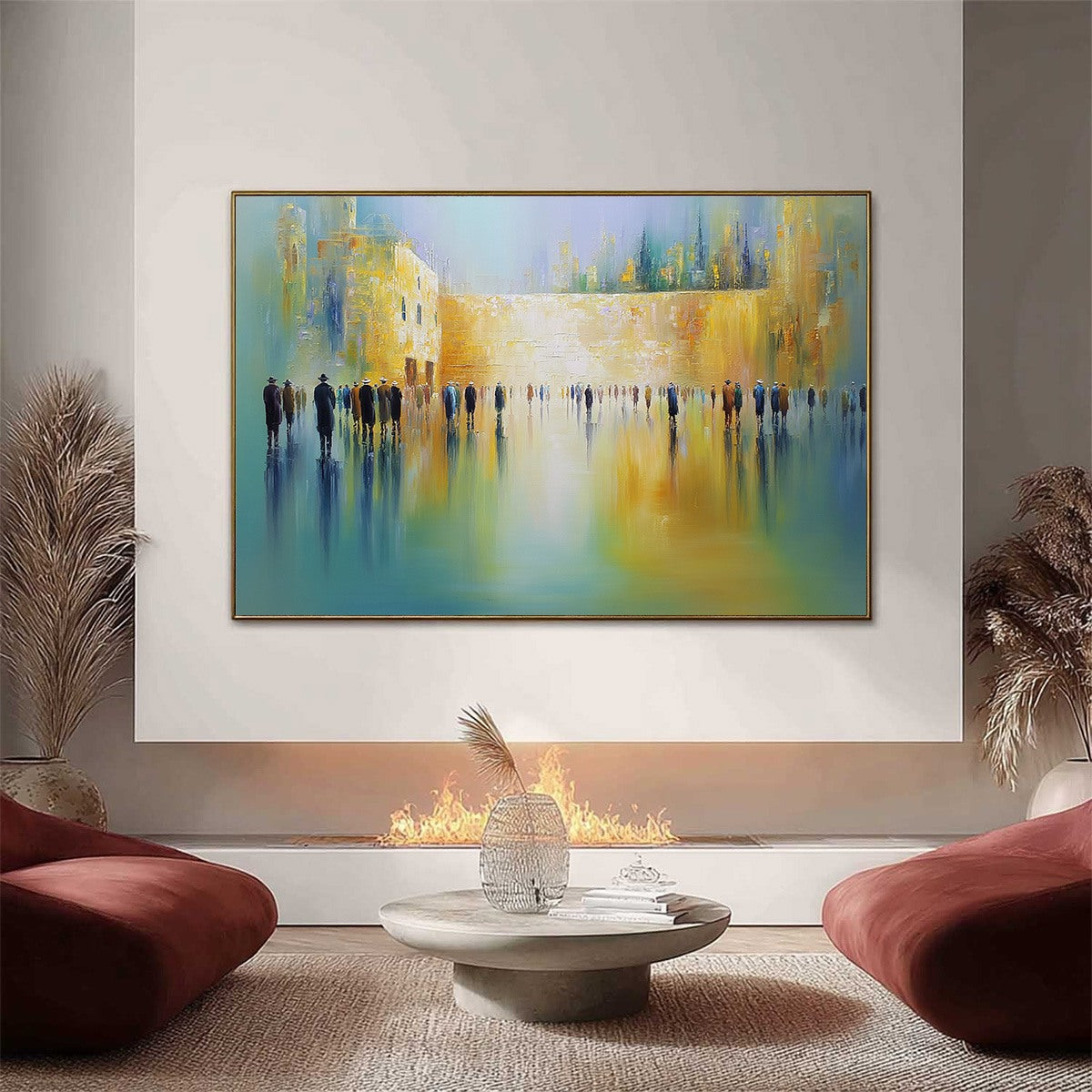 ECHOES OF ETERNITY: Large Figurative Cityscape Oil Painting of a Historic Wall - Image 4