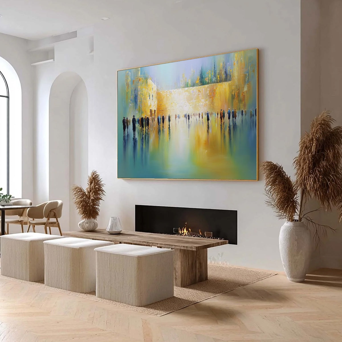 ECHOES OF ETERNITY: Large Figurative Cityscape Oil Painting of a Historic Wall - Image 11