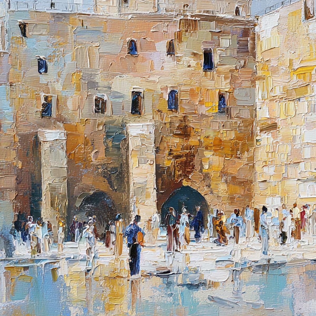 ECHOES OF ETERNITY: Textured Impasto Painting of a Historic Cityscape - Image 3