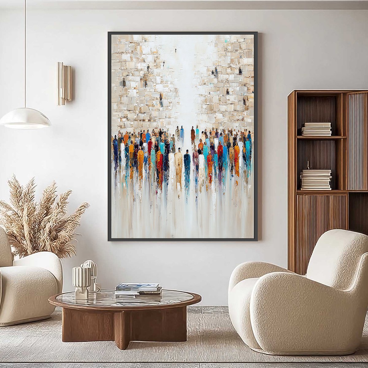 ECHOES OF FAITH: Textured Abstract Painting of a Spiritual Gathering - Image 2