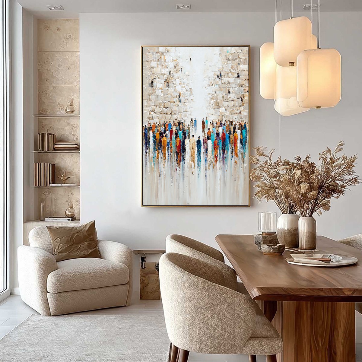 ECHOES OF FAITH: Textured Abstract Painting of a Spiritual Gathering - Image 4