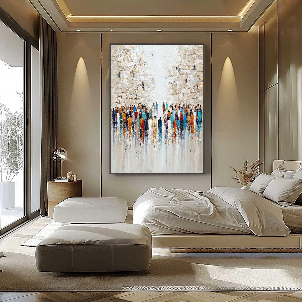 ECHOES OF FAITH: Textured Abstract Painting of a Spiritual Gathering - Image 6