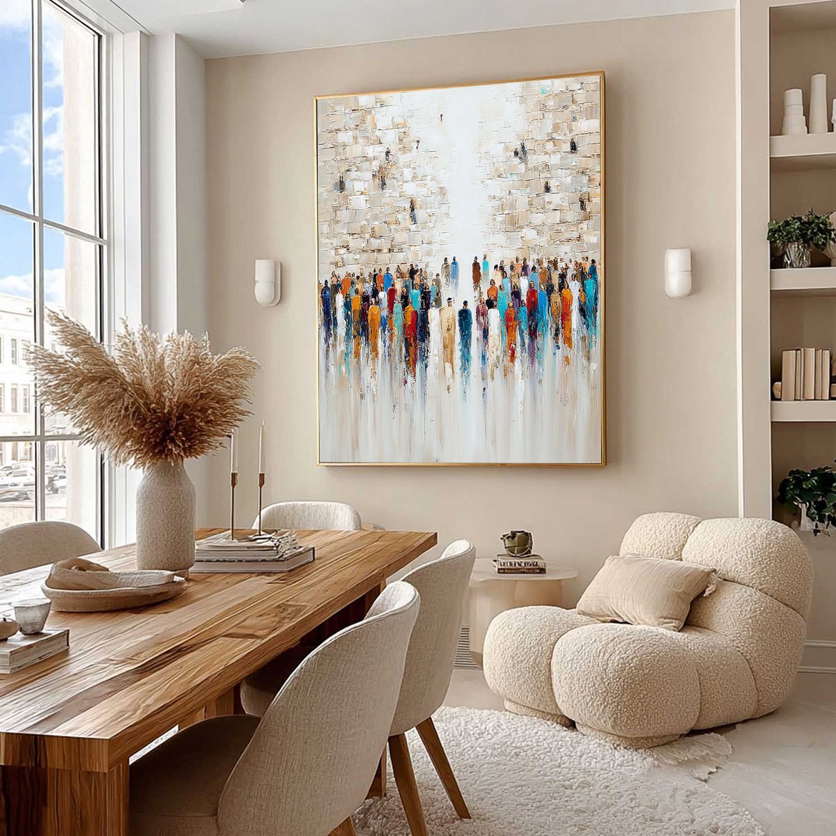 ECHOES OF FAITH: Textured Abstract Painting of a Spiritual Gathering - Image 7