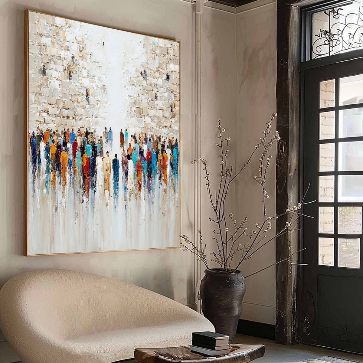 ECHOES OF FAITH: Textured Abstract Painting of a Spiritual Gathering - Image 8