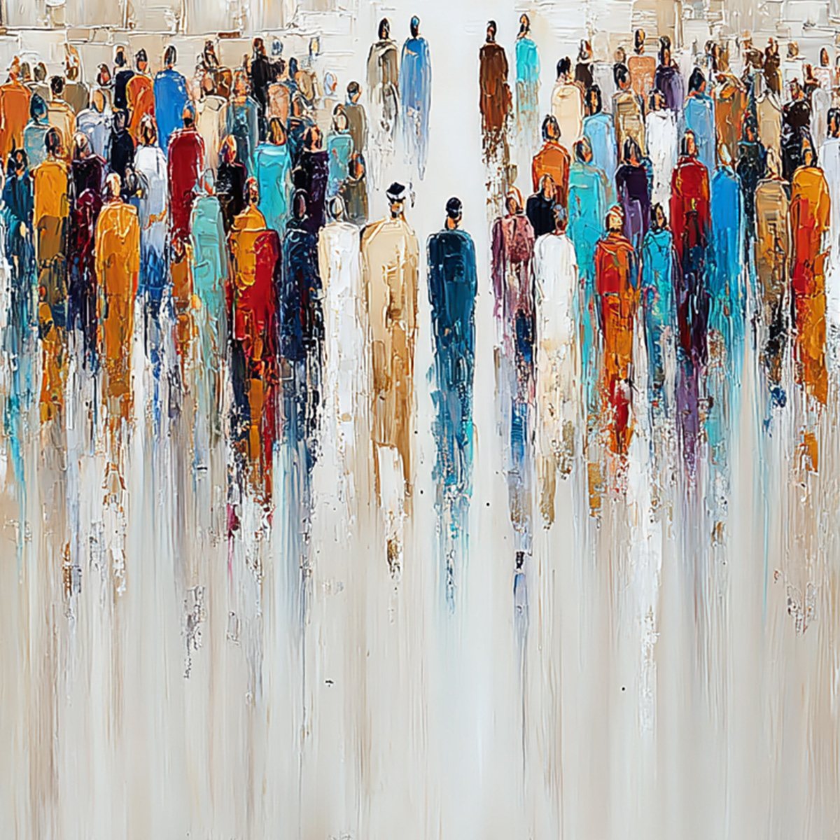 ECHOES OF FAITH: Textured Abstract Painting of a Spiritual Gathering - Image 3