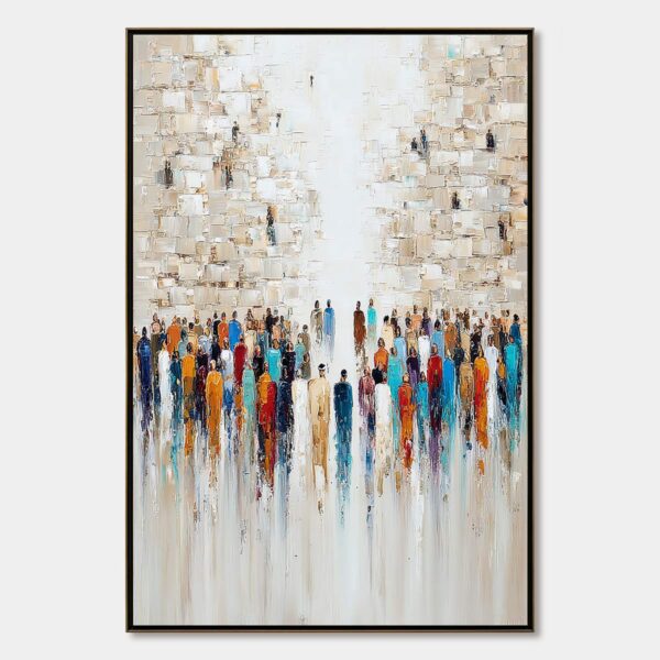 ECHOES OF FAITH: Textured Abstract Painting of a Spiritual Gathering