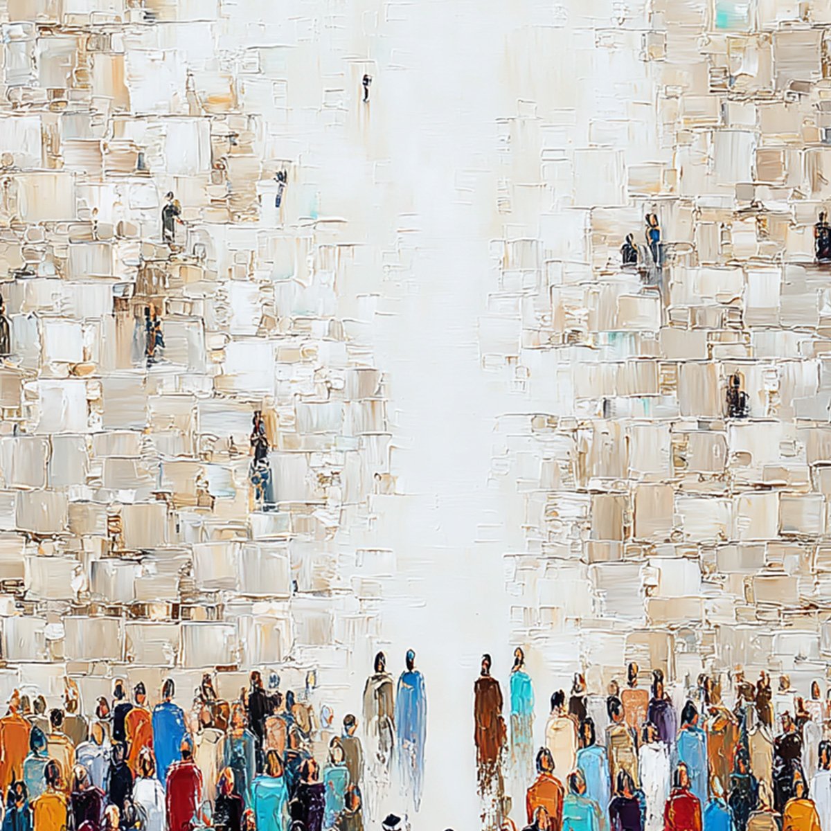 ECHOES OF FAITH: Textured Abstract Painting of a Spiritual Gathering - Image 5
