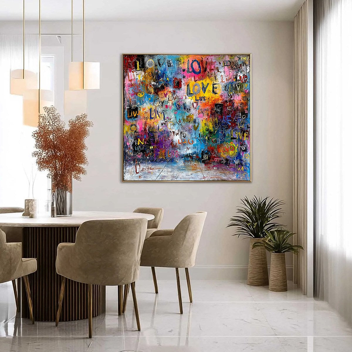 ECHOES OF LOVE: Vibrant Textured Abstract Graffiti Art Painting - Image 4
