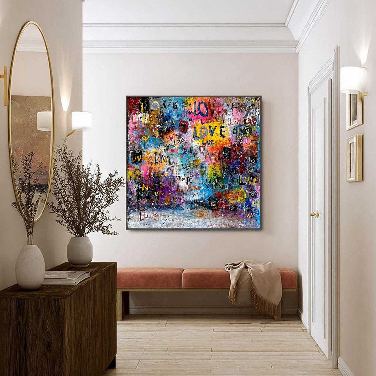 ECHOES OF LOVE: Vibrant Textured Abstract Graffiti Art Painting - Image 6
