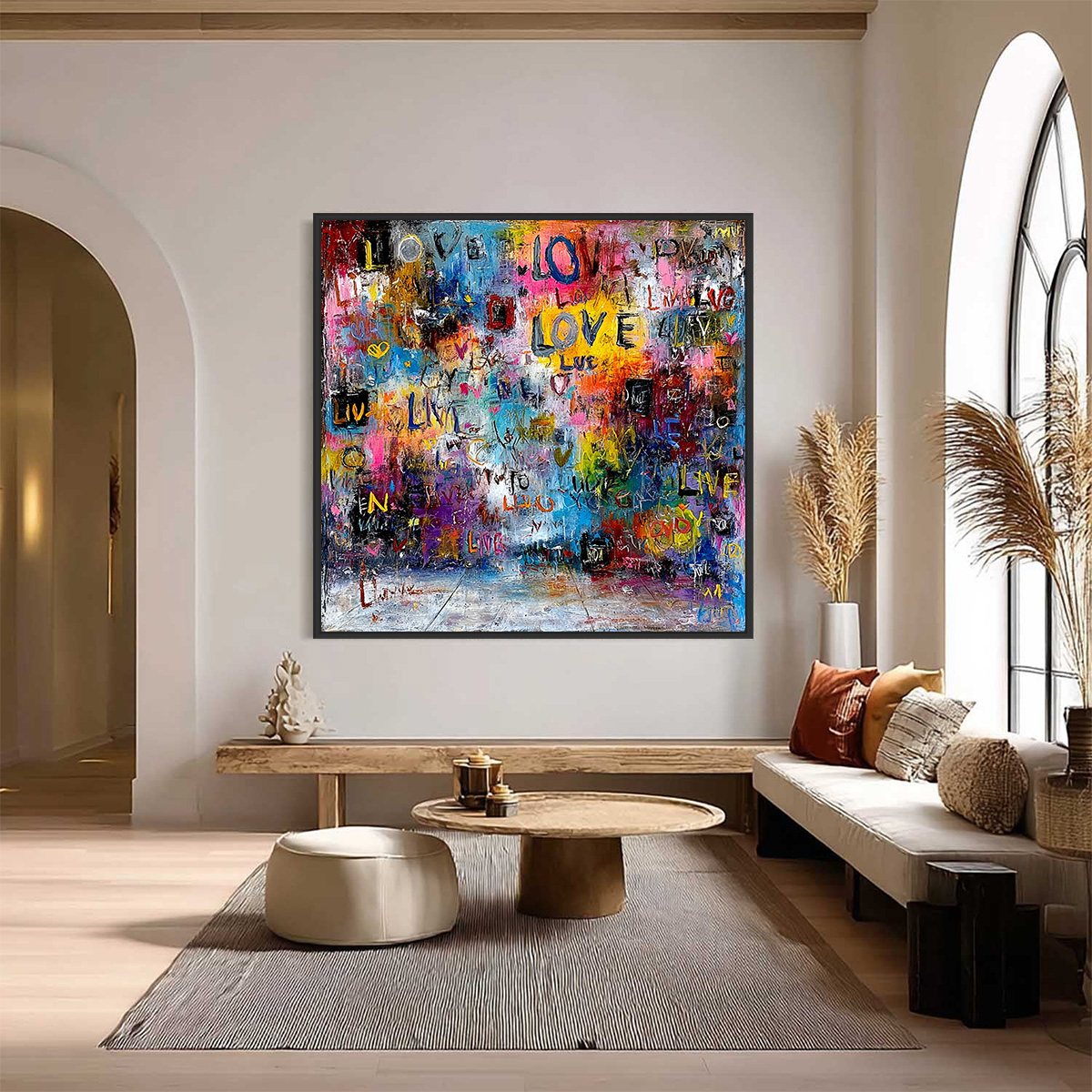 ECHOES OF LOVE: Vibrant Textured Abstract Graffiti Art Painting - Image 2