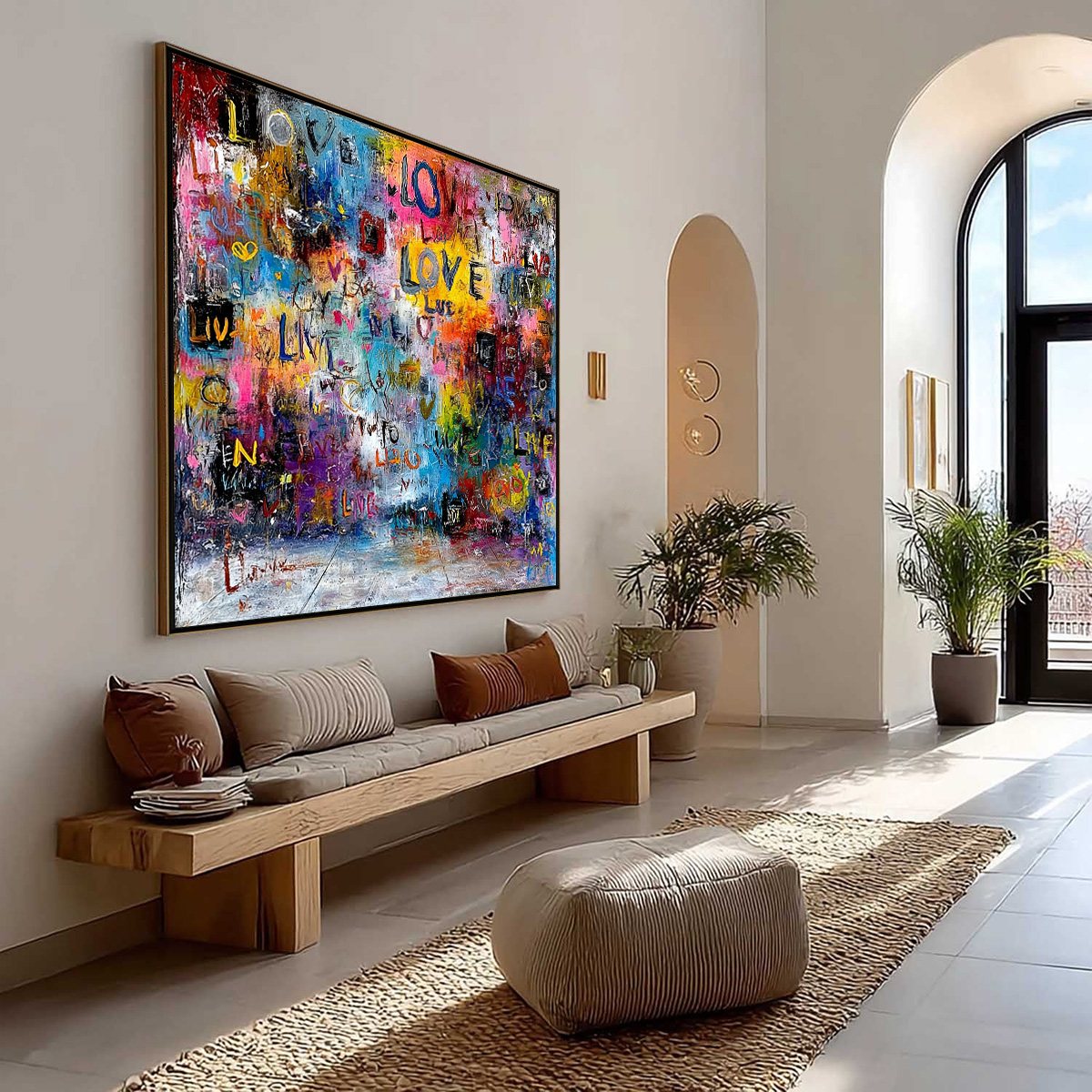 ECHOES OF LOVE: Vibrant Textured Abstract Graffiti Art Painting - Image 7