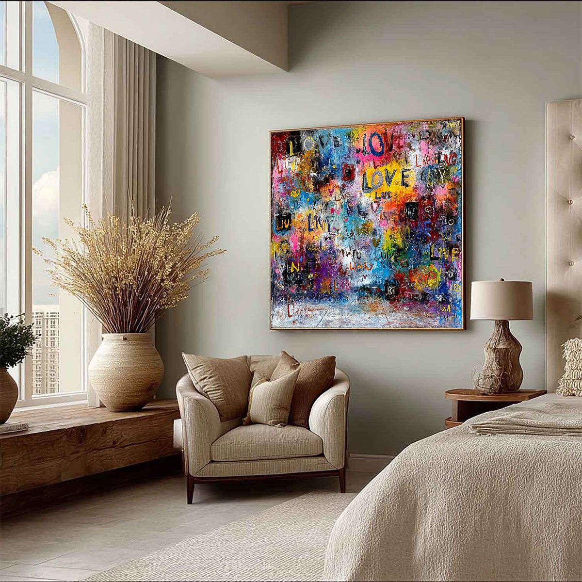 ECHOES OF LOVE: Vibrant Textured Abstract Graffiti Art Painting - Image 8