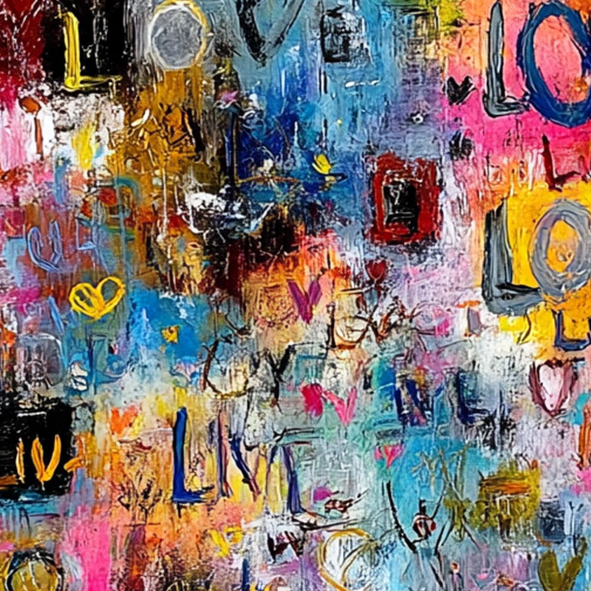 ECHOES OF LOVE: Vibrant Textured Abstract Graffiti Art Painting - Image 5