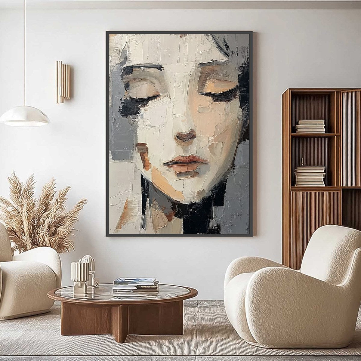 ECHOES OF SILENCE: Textured Abstract Portrait Oil Painting on Canvas - Image 2