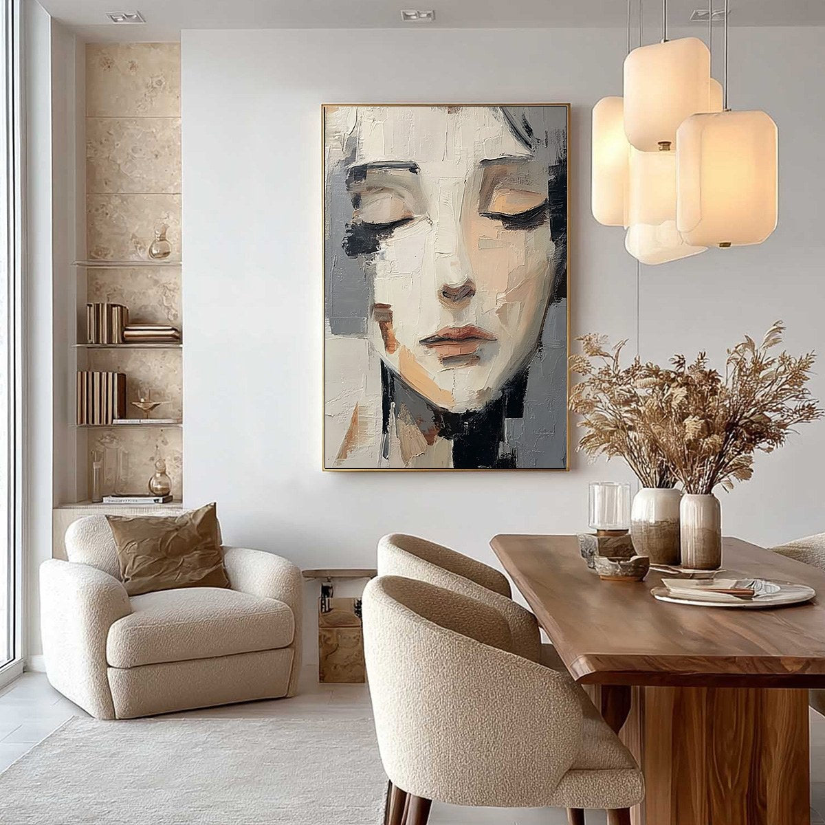 ECHOES OF SILENCE: Textured Abstract Portrait Oil Painting on Canvas - Image 4
