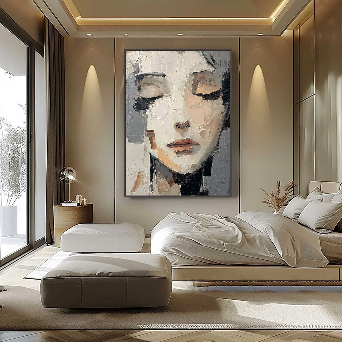 ECHOES OF SILENCE: Textured Abstract Portrait Oil Painting on Canvas - Image 6