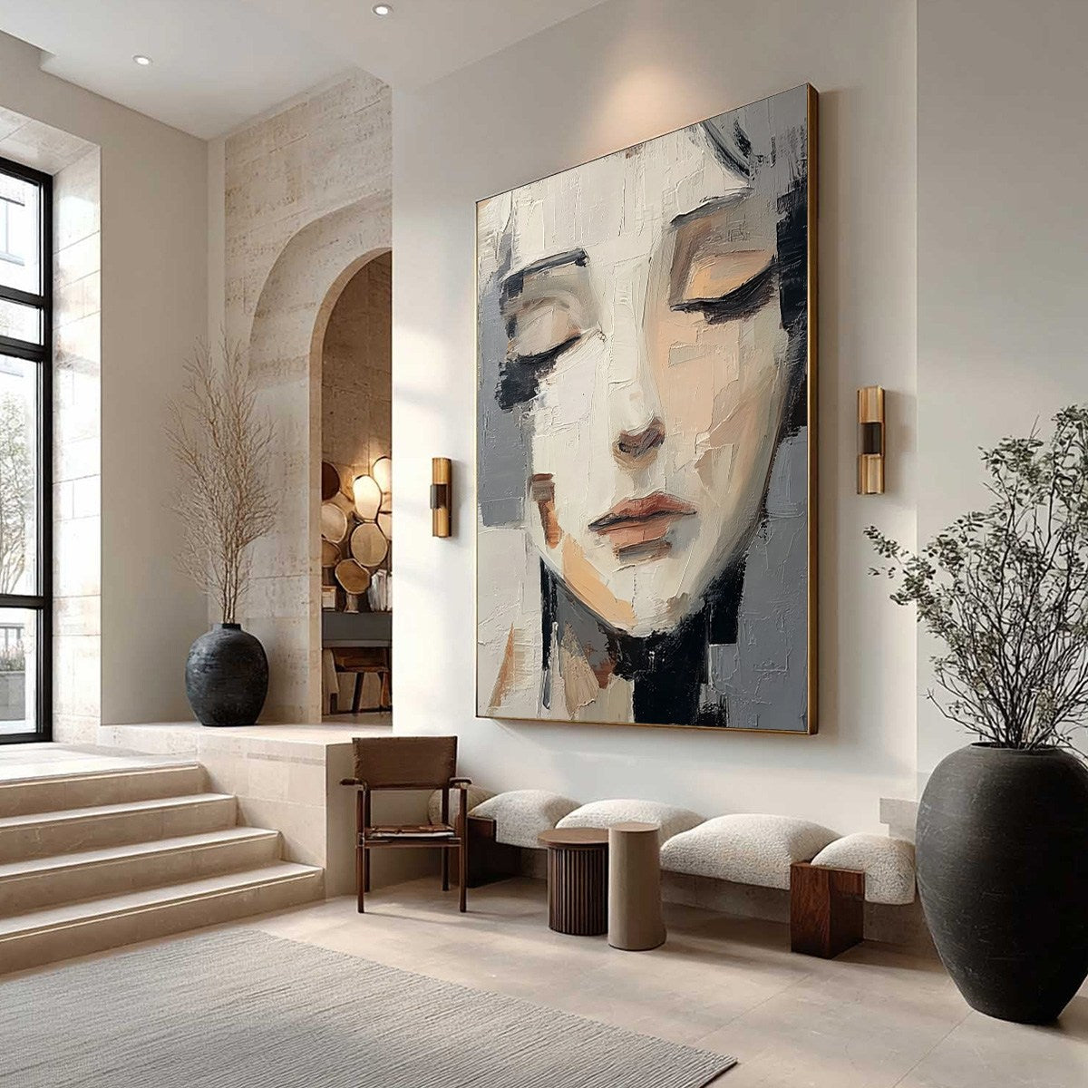 ECHOES OF SILENCE: Textured Abstract Portrait Oil Painting on Canvas - Image 7