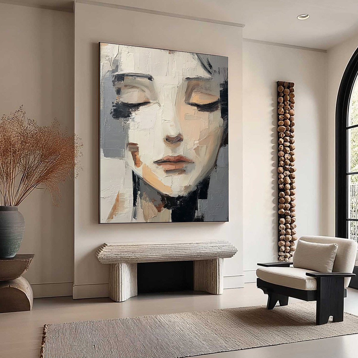 ECHOES OF SILENCE: Textured Abstract Portrait Oil Painting on Canvas - Image 8