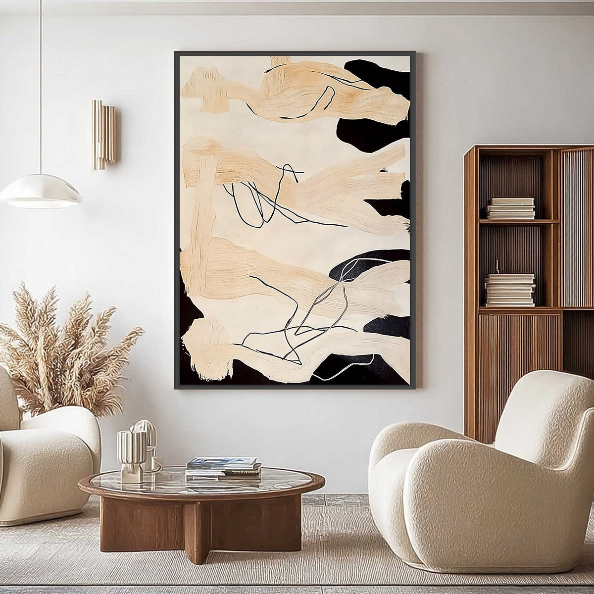 ECHOES OF SILENCE: Vertical Wabi Sabi Abstract Painting in Neutral Tones - Image 2