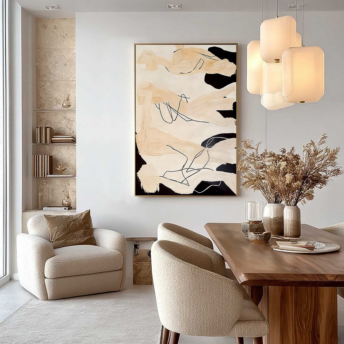 ECHOES OF SILENCE: Vertical Wabi Sabi Abstract Painting in Neutral Tones - Image 4